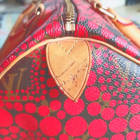 LOUIS VUITTON Speedy 30 Yayoi Kusama 2012 LTD ED Pumpkin Infinity Red Purs Bag - Picture 7 of 16